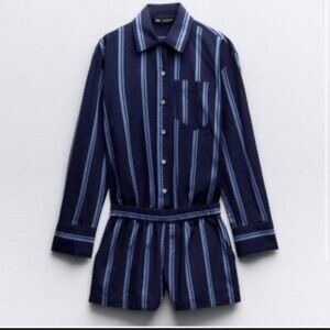 Zara poplin striped romper